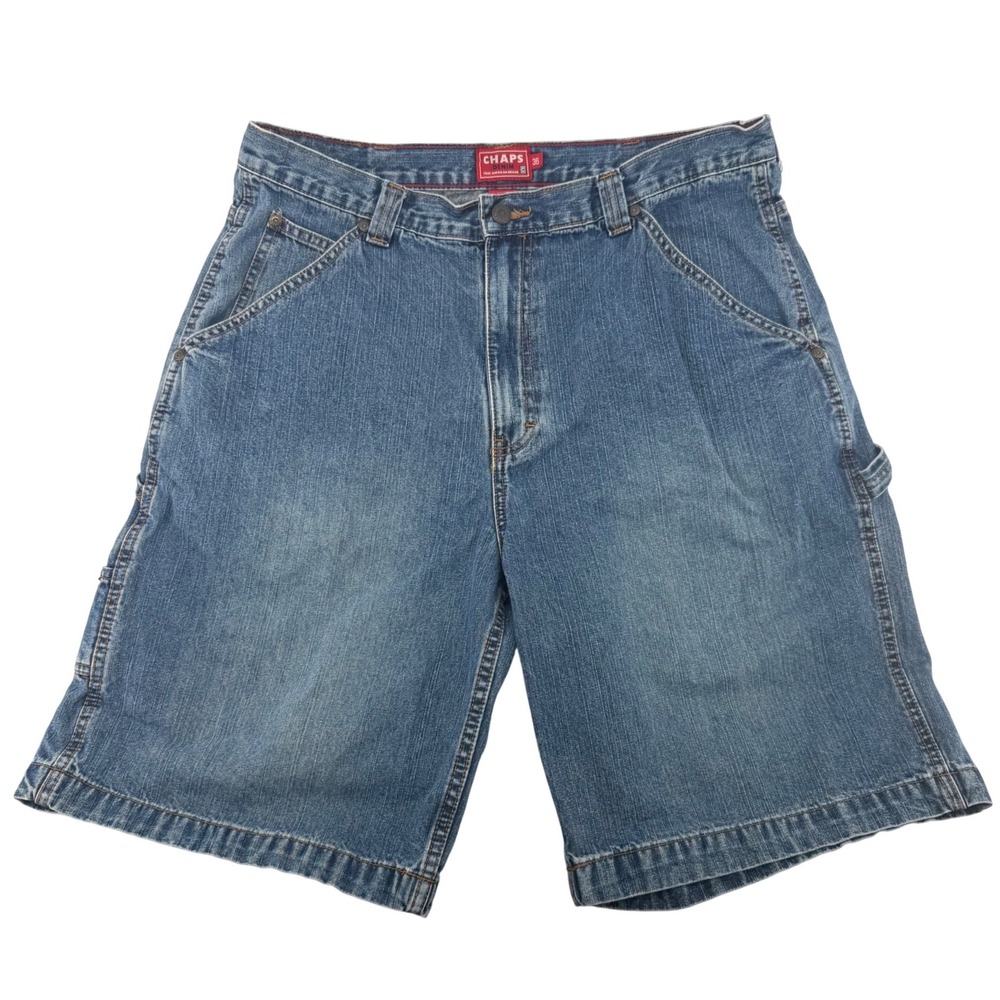 Vintage Y2K Chaps Denim Carpenter Shorts Mens 36 Baggy Jorts Workwear Blue Jeans